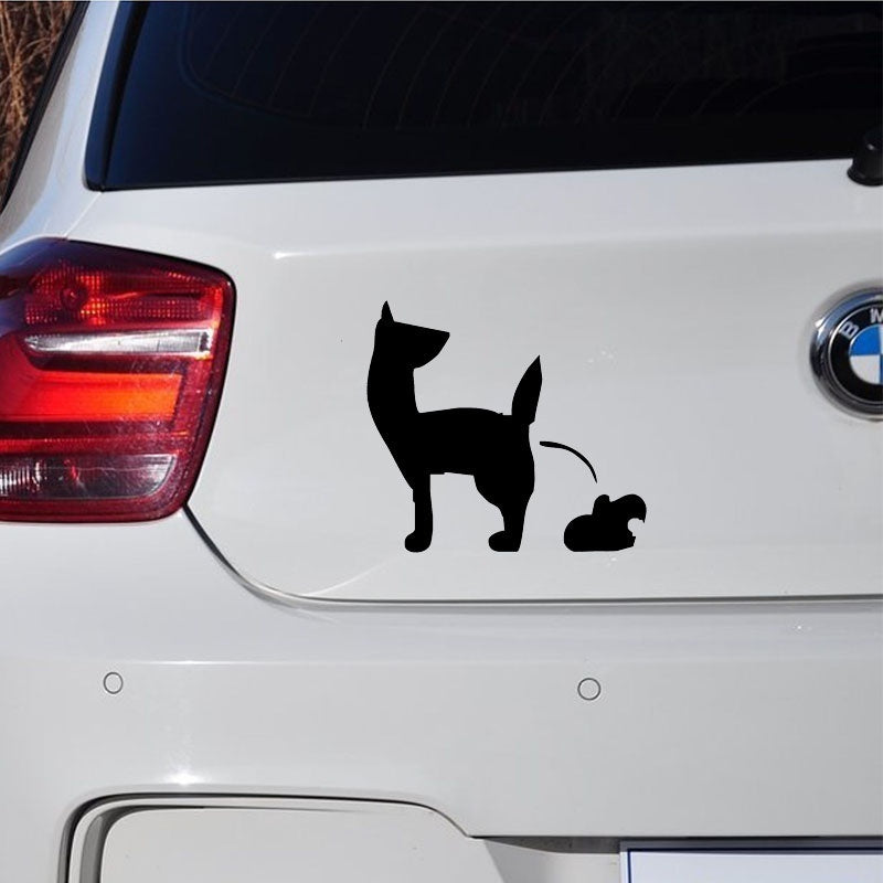 High-quality 15*13.5cm Dog Poo Funny Bumper Vinyl Car Stickers Decals Waterproof Auto Tail Car Styling