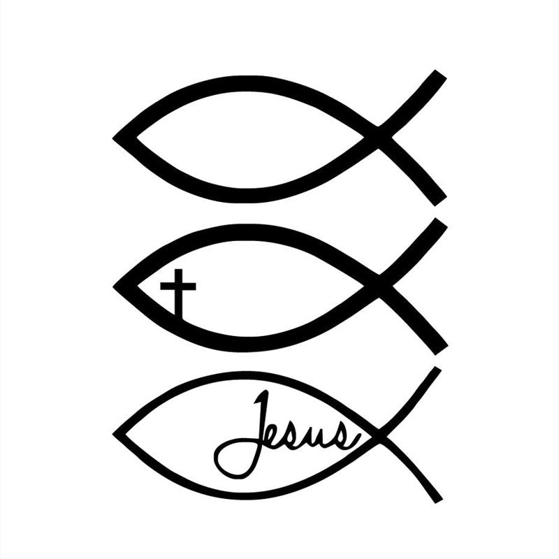 Hot 9.6CM*12.8CM Jesus Fish God Christian Cross Vinyl Sticker Decal Car Sticker