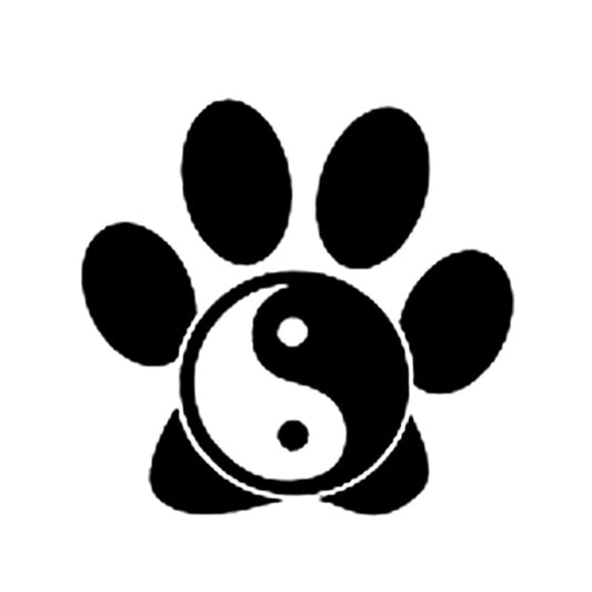 15.5cm*14.8cm Dog Paw Print Yin Yang Funny Car-styling Vinyl Decals Car Sticker