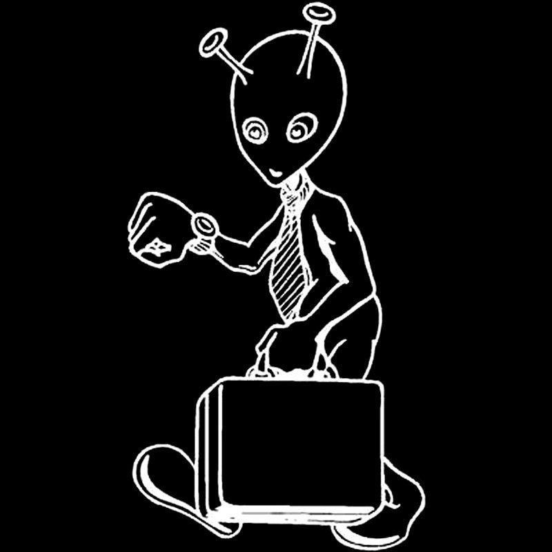2017 NEW 8.4cm*15.6cm Fun Alien Businessman Car-styling Car Sticker Vinyl Decals