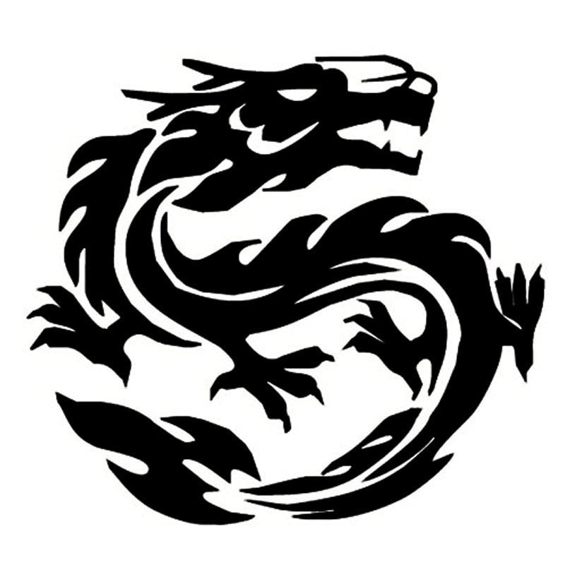 14*12CM Waterproof DRAGON Totem Car Sticker Decal Sticker Body Stickers Dragon Pattern Black/Silver CT-606