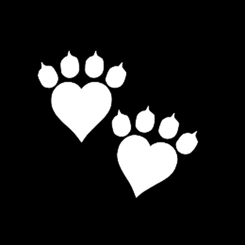 New Hot 14cm*12.9cm Animal Cat Paw Print Heart  Vinyl Decal Car Sticker