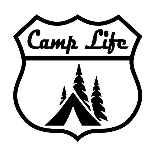 14X14CM CAMP LIFE Roadsign Camping Hiker Outdoor Originality Vinyl Decal Black/Silver Car Sticker Car-styling