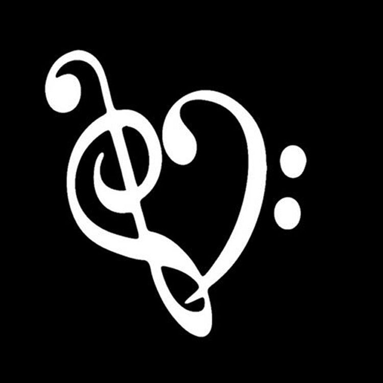 Hot 13*14CM Music Heart Coeur Treble Key Motorcycle Decorative Car Stickers And Decals