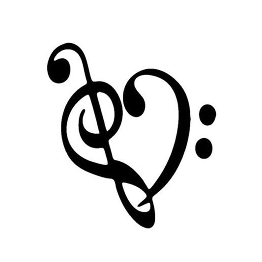 Hot 13*14CM Music Heart Coeur Treble Key Motorcycle Decorative Car Stickers And Decals