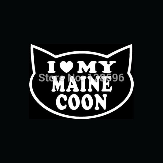 I LOVE MY MAINE COON CAT Sticker for Car Window Breed Kitten Heart Cute Gift