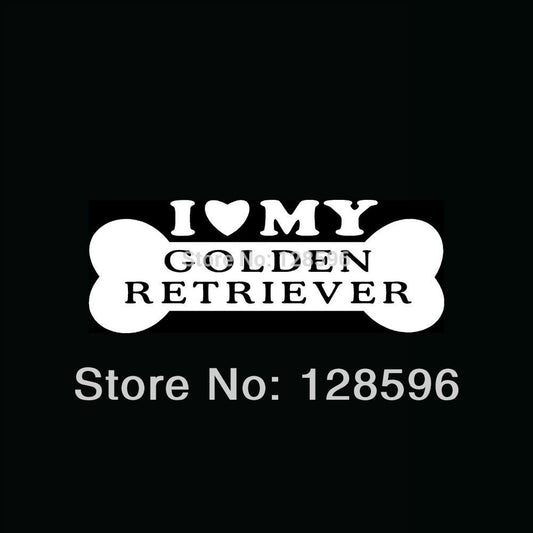 Hot  I LOVE MY GOLDEN RETRIEVER Sticker Bone Vinyl Decal Dog Heart Puppy Car for Car Rear Windshield
