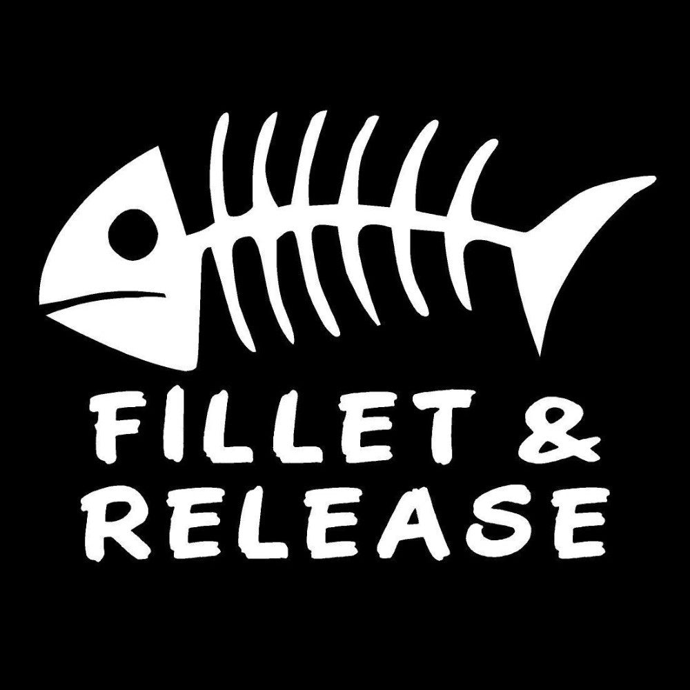 New Hot  15.2CM*11CM Vinyl Decal Fillet Release Fish Fishing Bones Lake Boat Sticker Fun Car Stickers Car Styling Black Sliver C8-0534