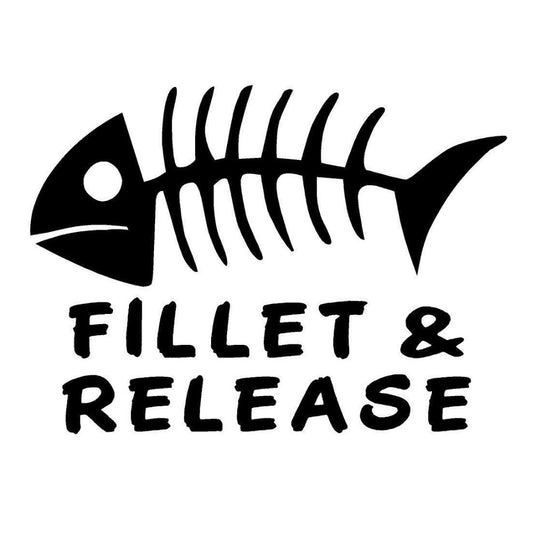 New Hot  15.2CM*11CM Vinyl Decal Fillet Release Fish Fishing Bones Lake Boat Sticker Fun Car Stickers Car Styling Black Sliver C8-0534