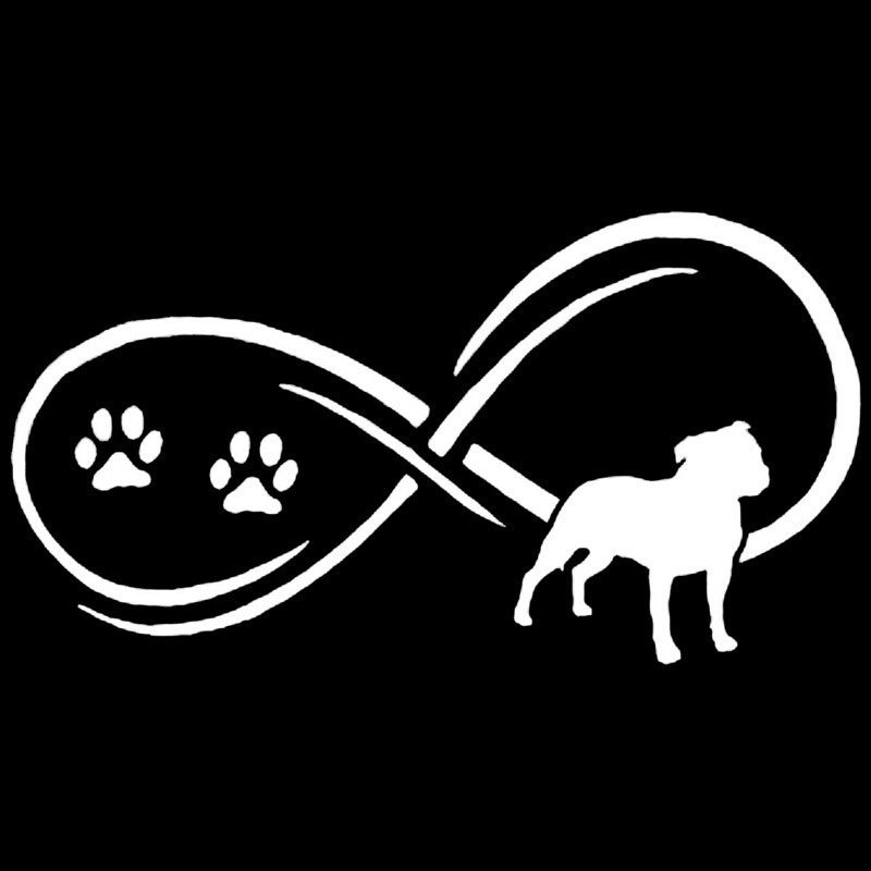 High-quality  17.7*9.5CM Staffy Dog Paw Print Vinyl Decal  Car Stickers Car Styling Bumper Decoration Black/Silver S1-1286