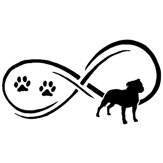 High-quality  17.7*9.5CM Staffy Dog Paw Print Vinyl Decal  Car Stickers Car Styling Bumper Decoration Black/Silver S1-1286