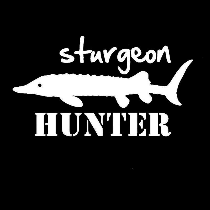 New Fashion Funny stickers 15.3CM*8.4CM Sturgeon Hunter Fishing Fish High Quality Car Auto Vinyl Decal Sticker Car Accessories For Black Sliver C8-0745