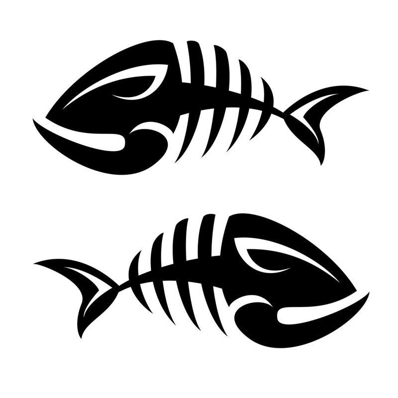 New Hot 11.3*10.4CM 1Pair Fish Skeleton Personality Car Rear View Mirror Decorative Sticker Cartoon Motorcycle Stickers