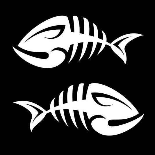 New Hot 11.3*10.4CM 1Pair Fish Skeleton Personality Car Rear View Mirror Decorative Sticker Cartoon Motorcycle Stickers