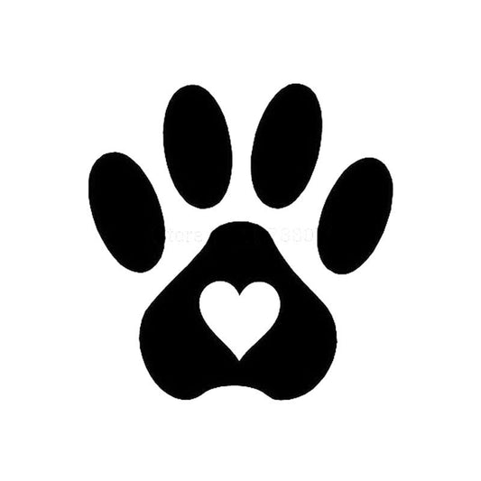 Fashion  12*12CM Pet Dogs And Cats Paw Prints Heart of Car Stickers Decals Black/Silver C2-0110