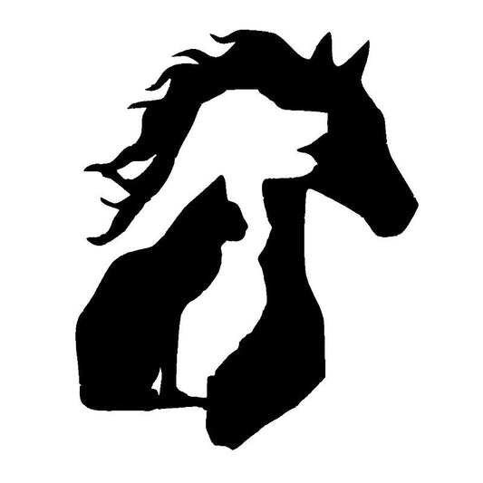 New Fashion 12.5*15.3CM ANIMAL LOVER Horse Dog Cat Car Sticker Vinyl Decal Funny Cartoon Car Accessories