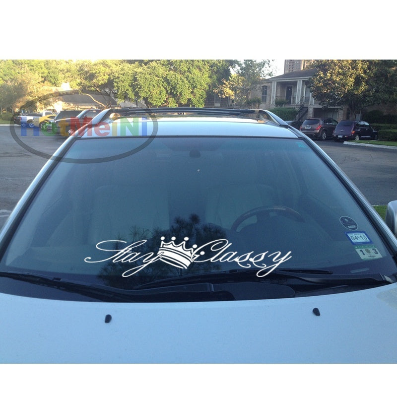 New Fashion MeiNi 24inch*6.14inch Stay Classy Car Stickers decal   Design dapper windshield banner car JDM Accessories sticker Black/Sliver