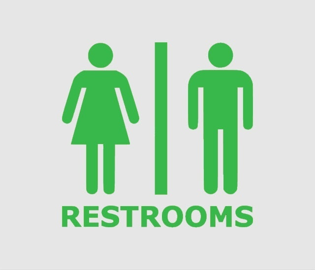 13*13 cm  Restrooms Graphic Vinyl Decal Car Sticker Windshield Window Glass Bumper Funny JDM Truck Auto Door SUV Art Wall Laptop Kayak Waterproof Protector Refit