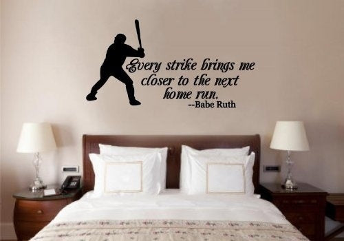 Hot  Baseball Babe Ruth Quote Vinyl Decal Wall Art Words Sticker Lettering Sports Décor 30X16 (Size: 30in by 16in, Color: Black)