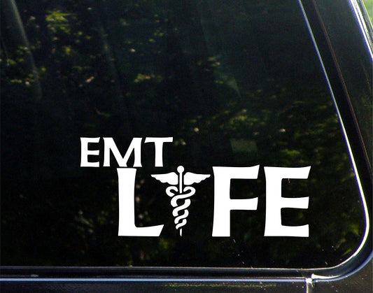 High-quality Emt Life - 8-1/2inches X 3-3/4inches - Vinyl Die Cut Decal/ Bumper Sticker for Windows, Cars, Trucks, Laptops, Etc.