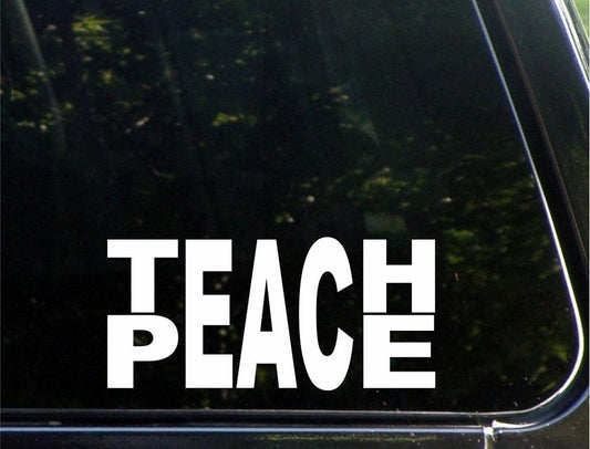 New Hot Teach Peace Die Cut Decal Bumper Sticker for Windows, Cars, Trucks, Laptops, Etc Car Sticker
