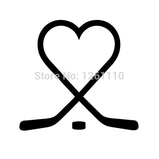 New Hot 14 cm x 13 cm Hockey Heart puck love play ice JDM Graphic Vinyl Decal Car Sticker Windshield Window Glass Bumper Funny Truck Auto Door SUV Art Wall Laptop Waterproof Protector Refit