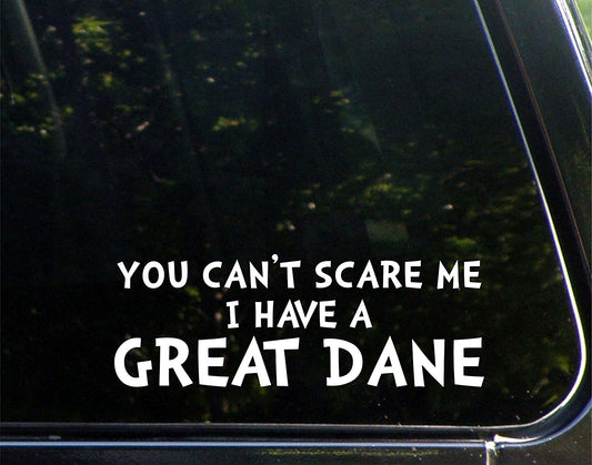 Hot You Can't Scare Me I Have a Great Dane - 8-3/4inches X 3inches - Vinyl Die Cut Decal/ Bumper Sticker for Windows, Cars, Trucks, Laptops, Etc.