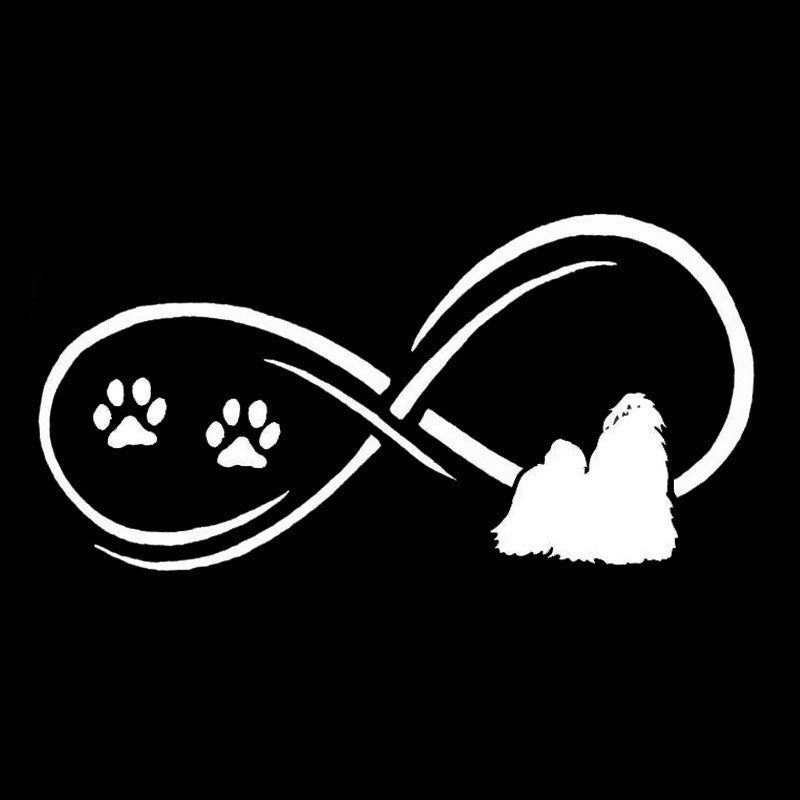 New Hot  17.8*8.9CM Tzu Shih Pet Dog Paw Print Car Stickers  Vinyl Decal Car Styling Truck Decoration Black/Silver S1-0759