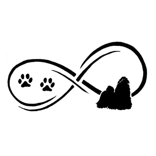 New Hot  17.8*8.9CM Tzu Shih Pet Dog Paw Print Car Stickers  Vinyl Decal Car Styling Truck Decoration Black/Silver S1-0759