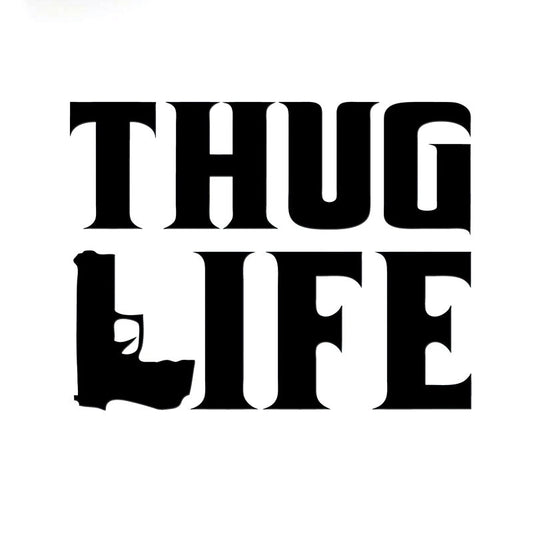 2017 NEW Funny stickers 15.2CM*12CM Thug Life Sticker Tupac gangster Funny Hater JDM Gun Decal Accessories Black Sliver C8-0829