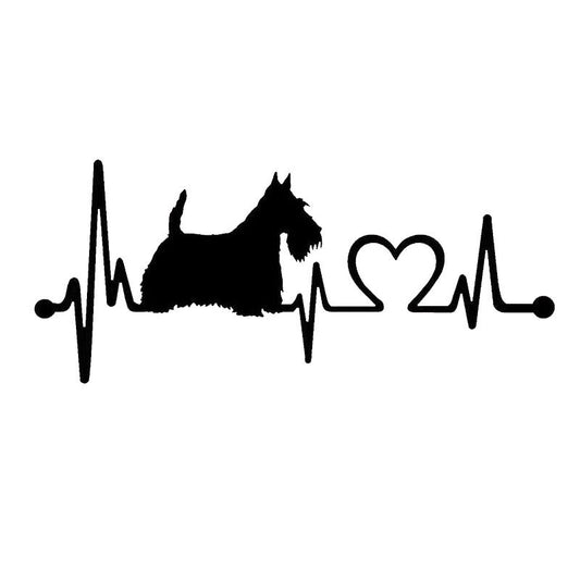 New Hot Funny stickers 17.8*7.7CM Scotty Scottish Terrier Heartbeat Dog Car Stickers  Vinyl Decal Car Styling Accessories Black/Silver S1-0703
