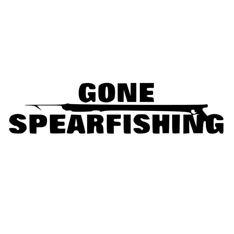 Hot  17.8CM*4.2CM Gone Spearfishing Wetsuit Neoprene Pneumatic Fishing  Car Styling Sticker Motorcycle Black/Sliver C8-1366