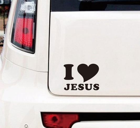 New Hot I Love/heart Jesus Christian Religious Car/van/truck/window/bumper Matte Black Sticker/decal,5 Colors,black,blue,silver,white,red Car Sticker