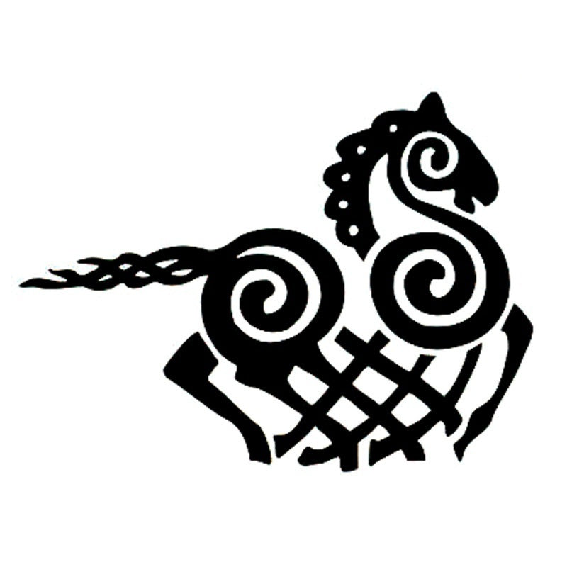Fashion 12.7cm*9.4cm Cartoon Viking Odin Horse Vinyl Decal Black/Silver Car Sticker  Car-styling