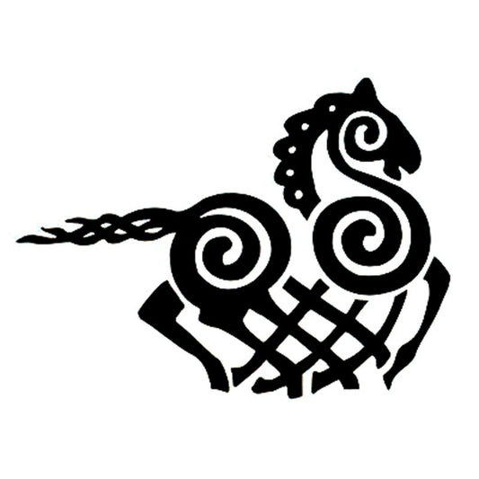 Fashion 12.7cm*9.4cm Cartoon Viking Odin Horse Vinyl Decal Black/Silver Car Sticker  Car-styling