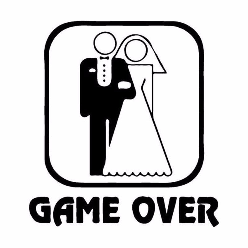 2018 NEW 1 PCS 13.9cm*14.6cm Car-styling decals Funny Wedding Game Over Window Car Stickers Motorcycle Car Accessories