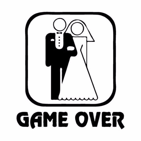 2018 NEW 1 PCS 13.9cm*14.6cm Car-styling decals Funny Wedding Game Over Window Car Stickers Motorcycle Car Accessories