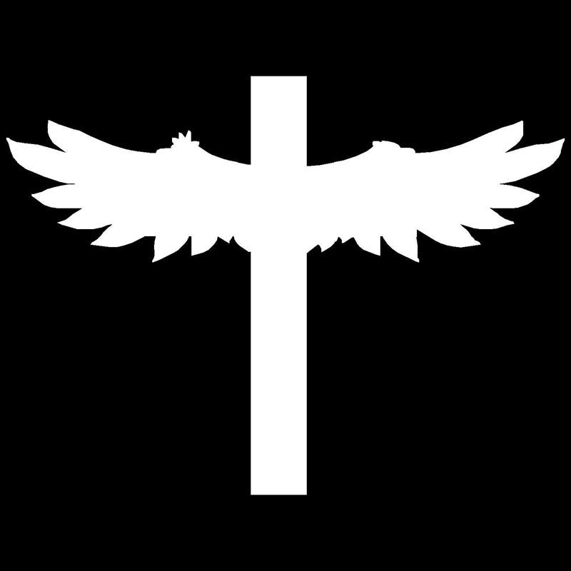 New Brand 12.7cm*9.5cm Wing Cross Religion  Vinyl Car Styling Stickers