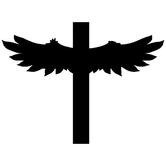 New Brand 12.7cm*9.5cm Wing Cross Religion  Vinyl Car Styling Stickers