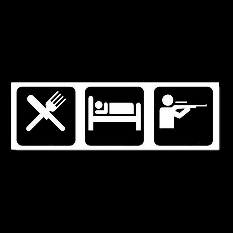 2018 NEW 19cm*6cm Car Styling Sleep Hunt Eat Shooting Funny Car Stickers