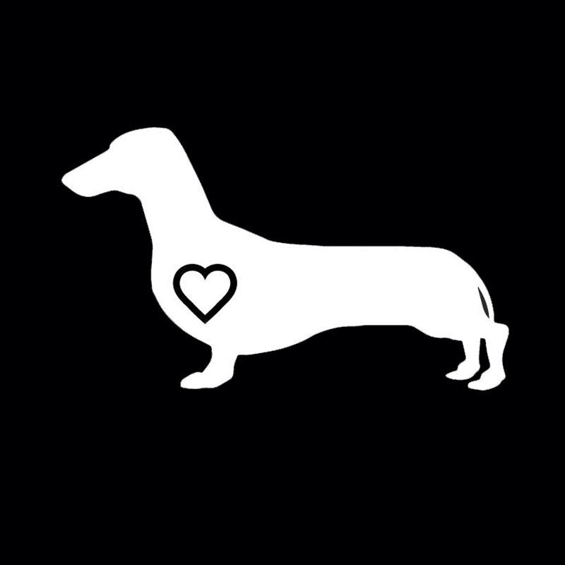 Fashion 16*9.5CM Dachshund Heart Creative  Car Stickers Cartoon Animal Motorcycle Decorative Decals