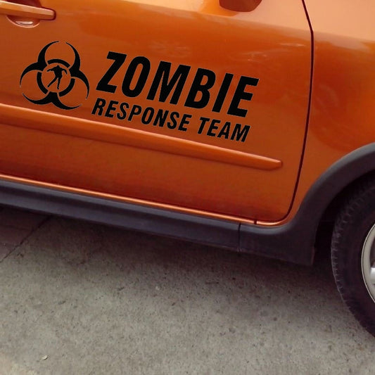 New Hot 1PCS PVC Vinyl 24CM Wide Zombie Response Team Funny Car Stickers and Decals Motorcycle Car Styling Accessories Black White