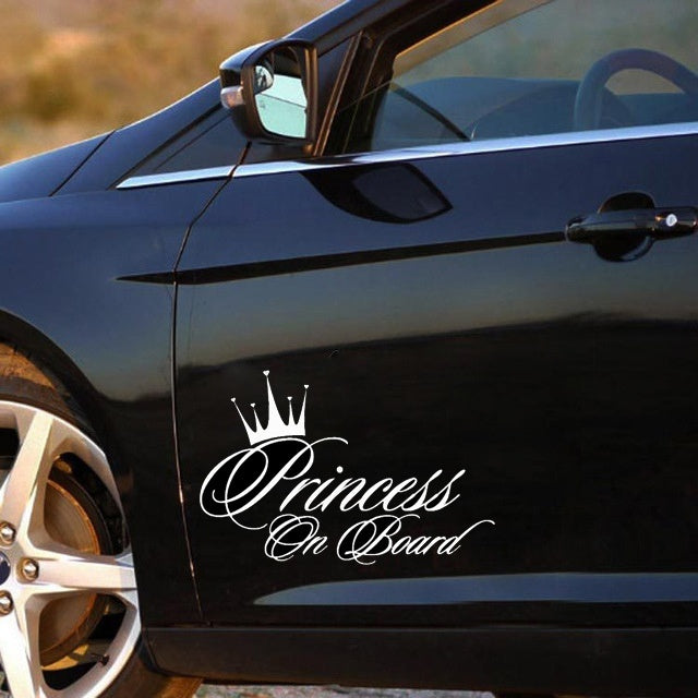17cm*14cm PRINCESS ON BOARD BABY   Vinyl Car-Styling Car Sticker Black