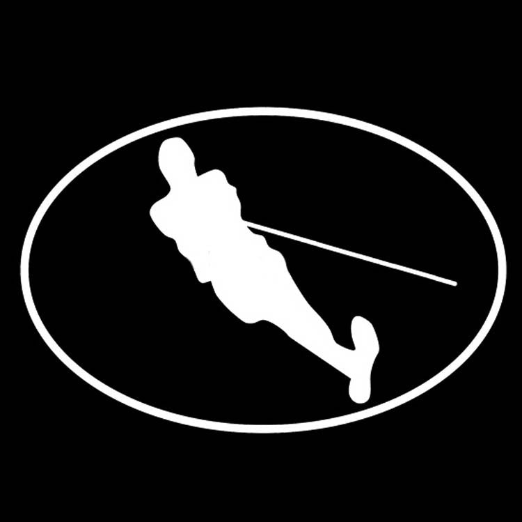 New Hot 15*10CM WATER SKIING OVAL Car Sticker Decal  Fun Motorcycle Decorative Body Stickers Black/Silverred white