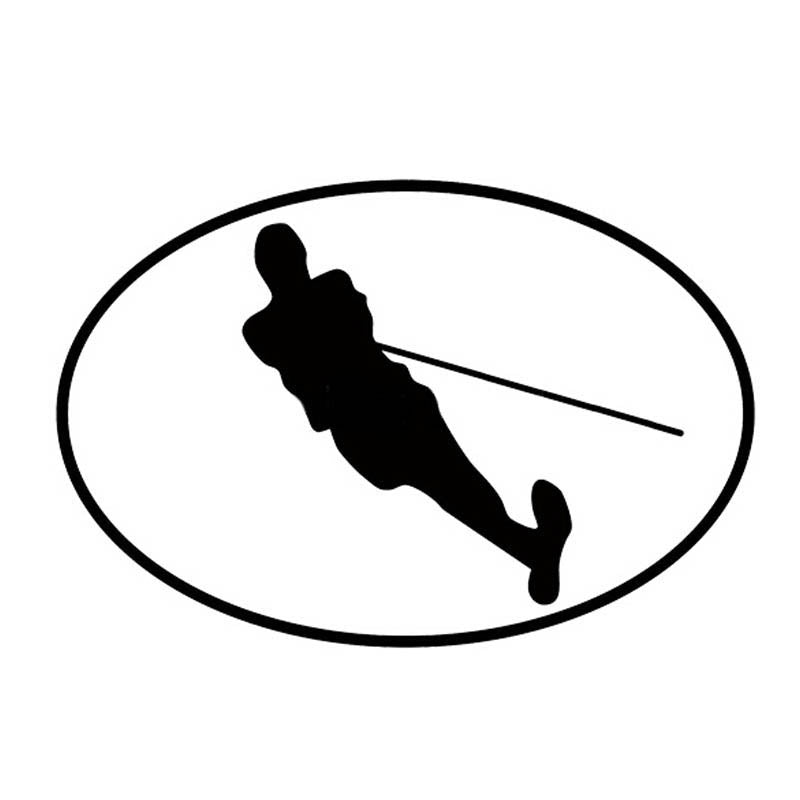 New Hot 15*10CM WATER SKIING OVAL Car Sticker Decal  Fun Motorcycle Decorative Body Stickers Black/Silverred white
