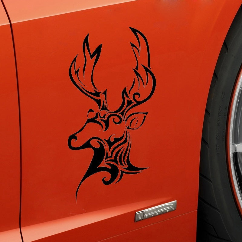 Hot 1PCS 10*20CM Hunting Deer Horn Animal Head Vinyl Car Sticker Motorcycle Decal