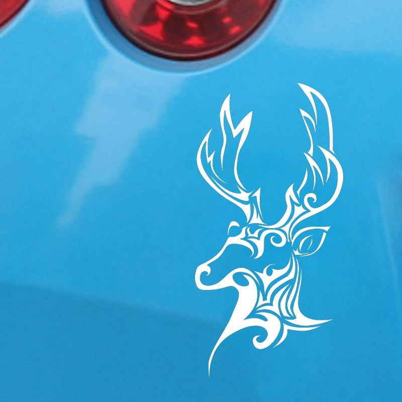 Hot 1PCS 10*20CM Hunting Deer Horn Animal Head Vinyl Car Sticker Motorcycle Decal