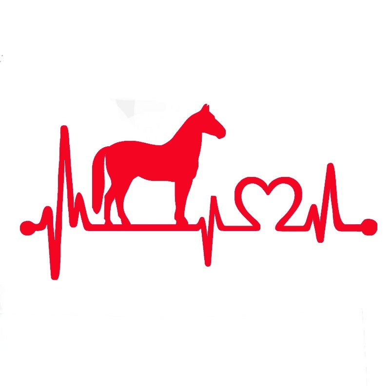 New Hot Horse With Cartoon Electrocardiogram Car Window Bumper Vinyl Decal Truck Sticker