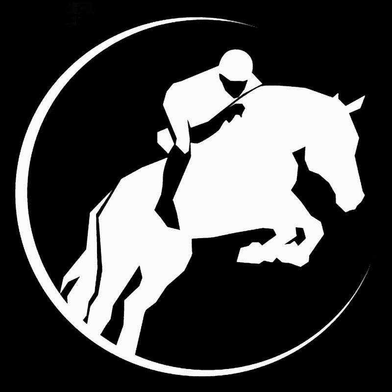 New Brand 1PCS 14.2cm*14.2cm PVC Vinyl Art Waterpoorf  Horse Racing Funny Car Sticker Car-Styling Black White