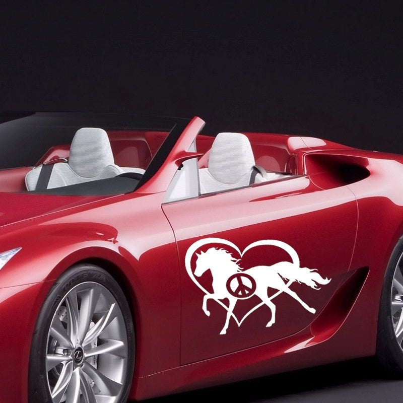 2018 NEW 1PCS 16.5*20CM Love Horse Animal Vinyl Car Sticker Decal Car Decoration Accessories